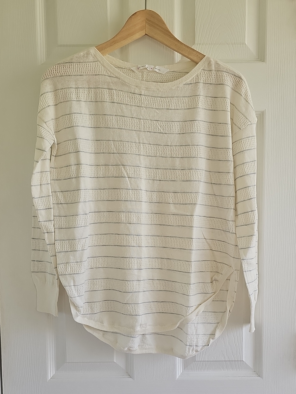 Athleta Cream Open-Knit Scoopneck Pullover Sweater